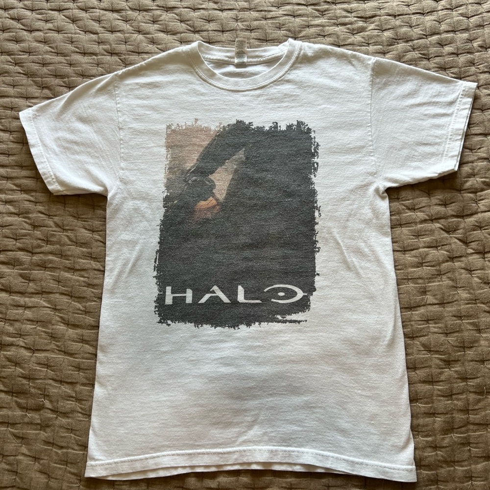 Halo Vídeo Game White Graphic T-Shirt Size